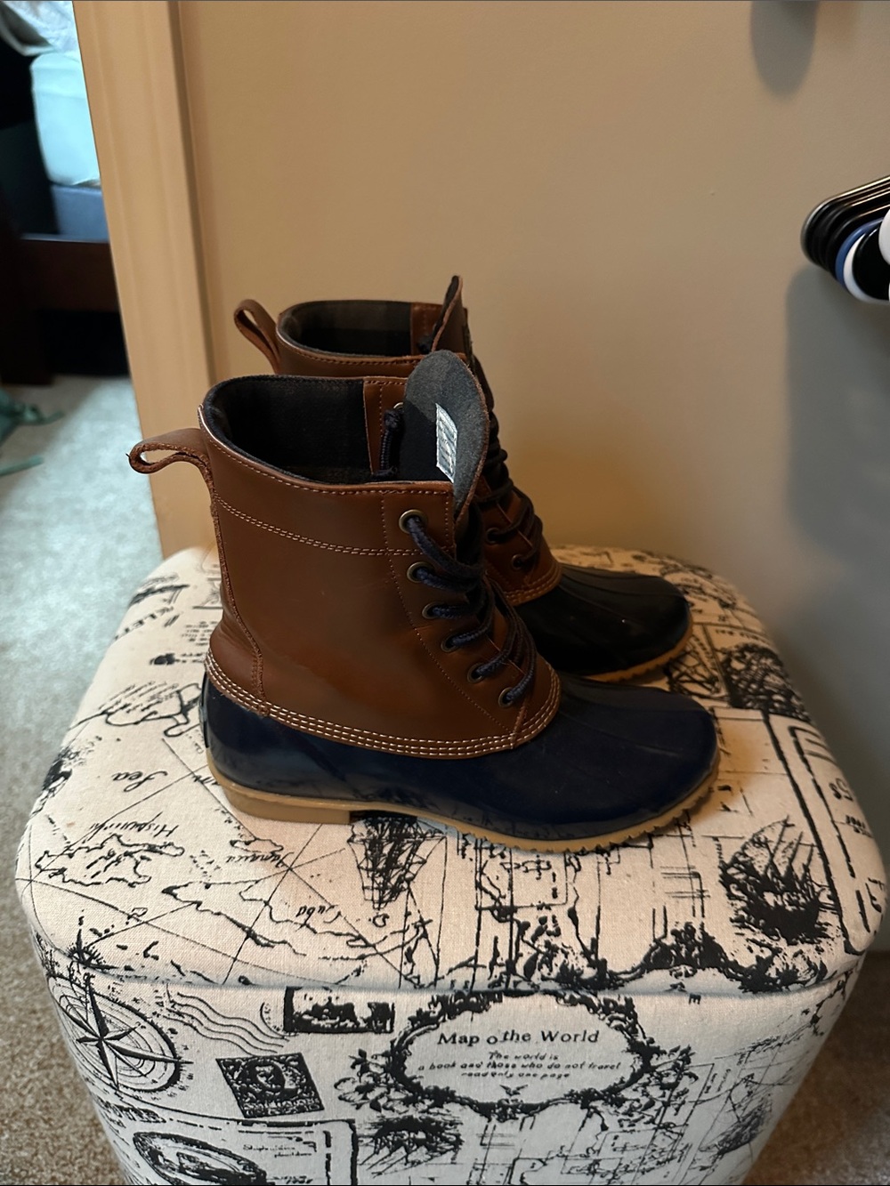 G.H. Bass & Co. Brown and Navy Lace-Up Duck Boots